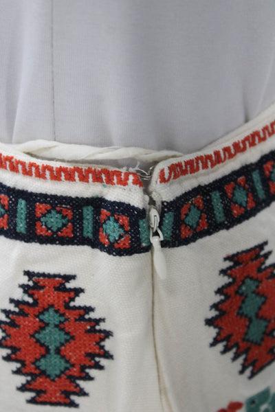 Zara Woman Womens Mini Geometric Cotton Skirt White Size XS