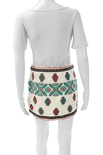 Zara Woman Womens Mini Geometric Cotton Skirt White Size XS