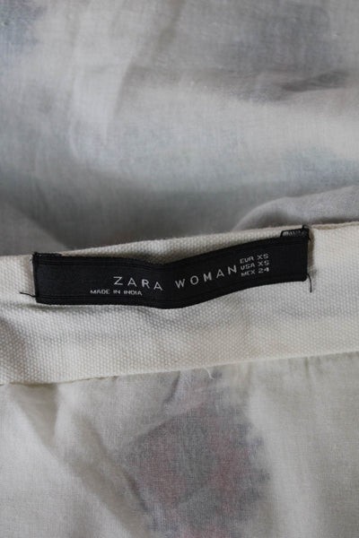 Zara Woman Womens Mini Geometric Cotton Skirt White Size XS