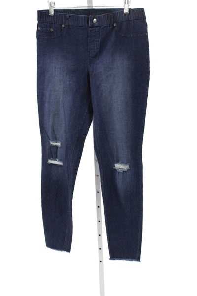 Hue Women Ankle Jegging Dark Blue Low Rise Size L