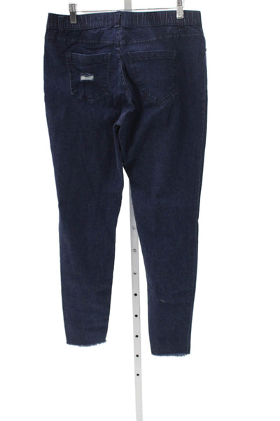 Hue Women Ankle Jegging Dark Blue Low Rise Size L