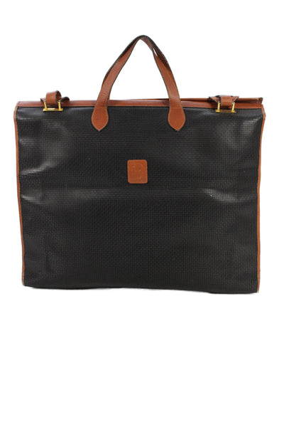 Bally Womens Leather Gold Tone Large Shoulder Handbag Black Brown