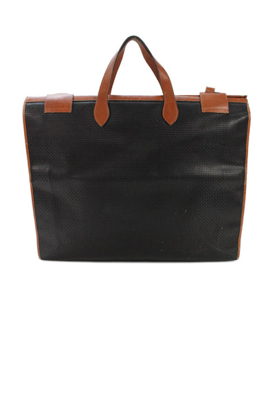 Bally Womens Leather Gold Tone Large Shoulder Handbag Black Brown