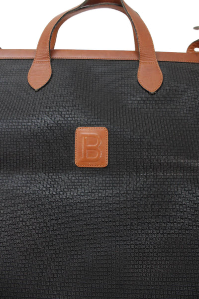 Bally Womens Leather Gold Tone Large Shoulder Handbag Black Brown