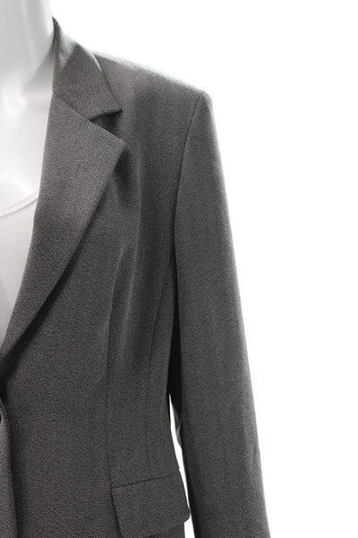Simorra Unisex Gray Herringbone Wool Polyester Blazer Collared Button Size 12