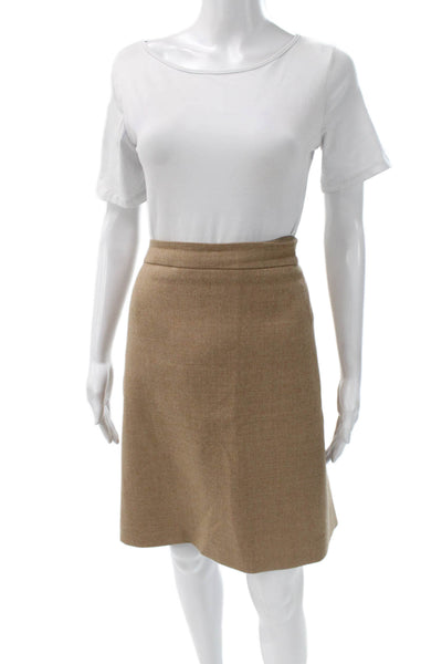 J Crew Womens A-Line Wool Skirt Beige Solid Knee Length Size L