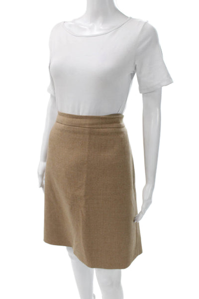 J Crew Womens A-Line Wool Skirt Beige Solid Knee Length Size L