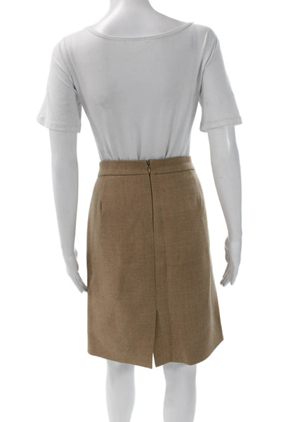 J Crew Womens A-Line Wool Skirt Beige Solid Knee Length Size L