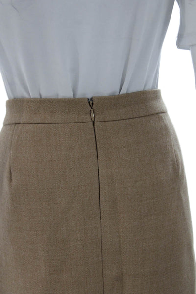 J Crew Womens A-Line Wool Skirt Beige Solid Knee Length Size L