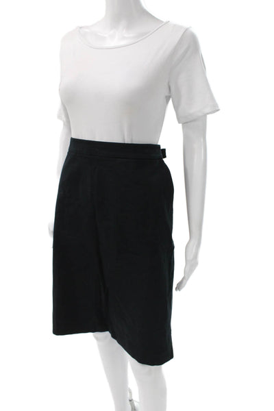 Emporio Armani Women Straight Pencil Skirt Black Rayon Size L