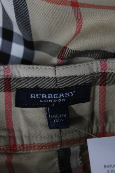 Burberry London Blue Label Women Straight Pencil Plaid Beige Skirt Size 12