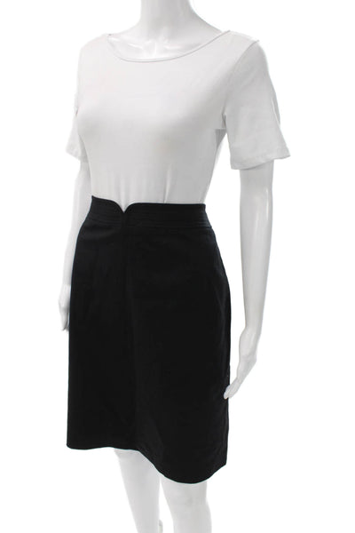 Elie Tahari Women Straight Pencil Skirt Black Cotton Knee Size 14