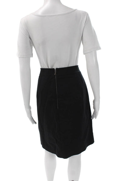Elie Tahari Women Straight Pencil Skirt Black Cotton Knee Size 14