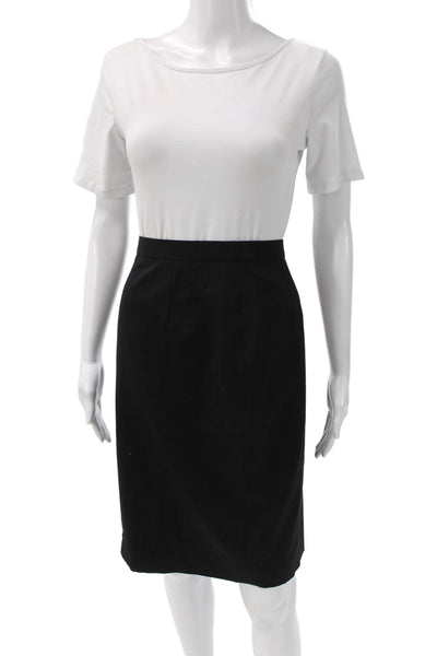 Escada Womens Straight Pencil Black Wool Skirt Size 40