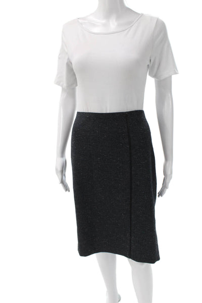 Tahari Womens Straight Pencil Skirt Dark Gray Herringbone Cotton Blend Size 14
