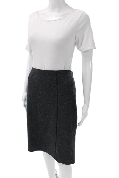Tahari Womens Straight Pencil Skirt Dark Gray Herringbone Cotton Blend Size 14