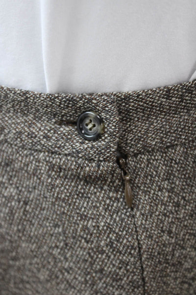 Weekend Max Mara Women Brown Herringbone Wool Straight Pencil Skirt Size 12