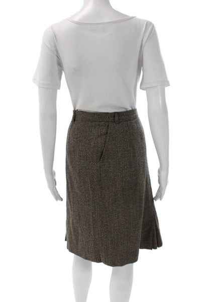 Weekend Max Mara Women Brown Herringbone Wool Straight Pencil Skirt Size 12
