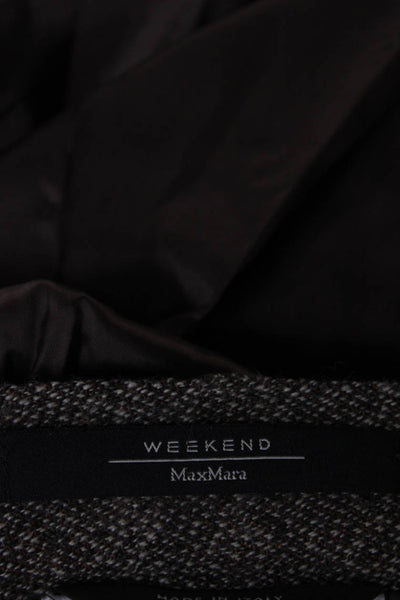 Weekend Max Mara Women Brown Herringbone Wool Straight Pencil Skirt Size 12