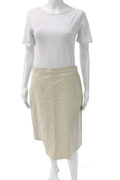 Max Mara Women Beige Pencil Skirt 100% Cotton Knee Length Size 12