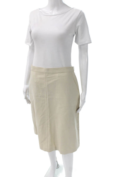 Max Mara Women Beige Pencil Skirt 100% Cotton Knee Length Size 12