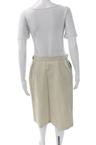 Max Mara Women Beige Pencil Skirt 100% Cotton Knee Length Size 12