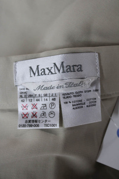 Max Mara Women Beige Pencil Skirt 100% Cotton Knee Length Size 12