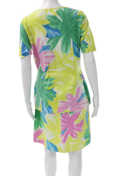 Crisca Women A-Line Floral Square Neck Short Sleeve Rayon Set Size 42