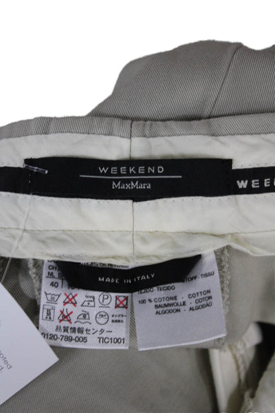 Weekend Max Mara Unisex Chino Pants Beige Cotton Button Size 10