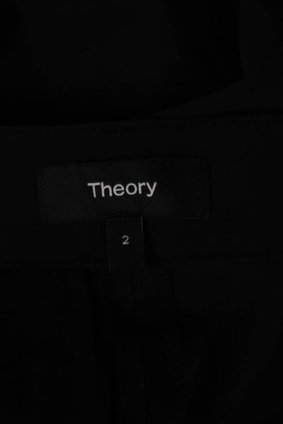 Theory Unisex Dress Pants Black Polyester Spandex Button Size 2