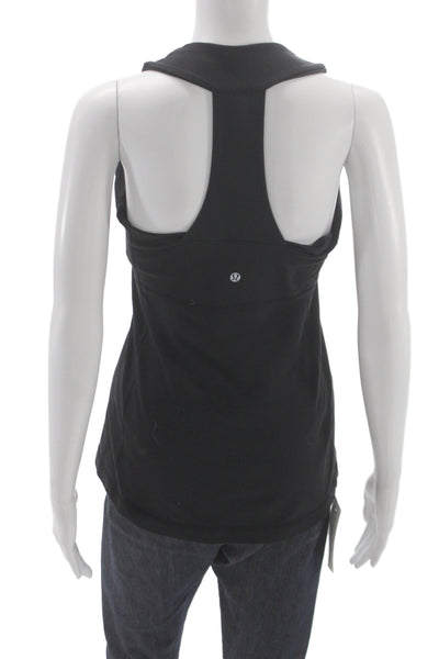Lululemon Womens Basic Sleeveless Square Neck Black Cotton Tank Size 4