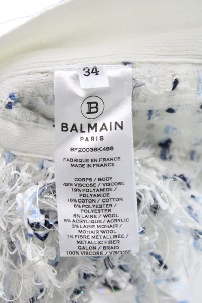 Balmain Women Cropped Cotton Square Neck Sleeveless Tank White Size 34