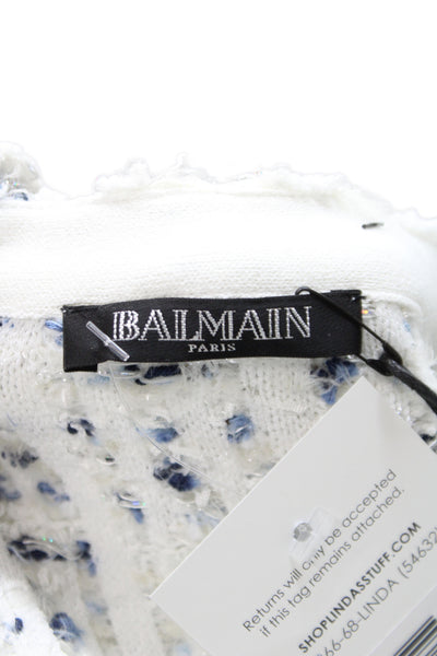 Balmain Women Cropped Cotton Square Neck Sleeveless Tank White Size 34