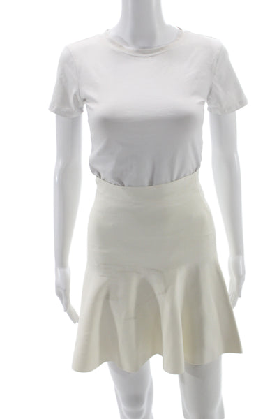 BCBGMAXAZRIA Womens A-Line Flared White Skirt Size S