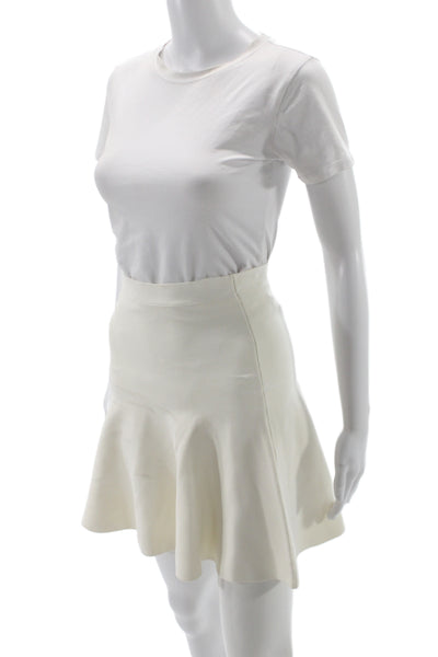BCBGMAXAZRIA Womens A-Line Flared White Skirt Size S