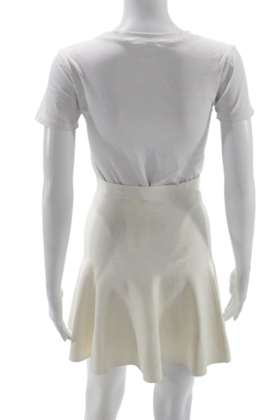 BCBGMAXAZRIA Womens A-Line Flared White Skirt Size S
