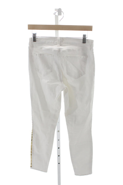 L Agence Womens Ankle Skinny Jeans White Button Size 27
