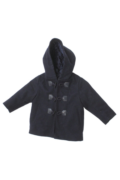 Jacadi Boys Long Sleeve Front Zip Hooded Wool Jacket Navy Blue Size 3