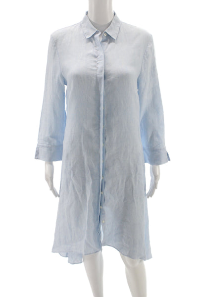 Saks Fifth Avenue Women Shirt Dress Light Blue Linen Size XS