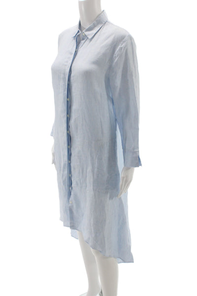 Saks Fifth Avenue Women Shirt Dress Light Blue Linen Size XS