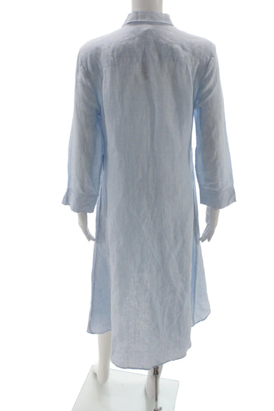 Saks Fifth Avenue Women Shirt Dress Light Blue Linen Size XS