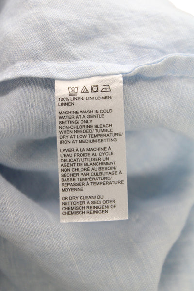 Saks Fifth Avenue Women Shirt Dress Light Blue Linen Size XS