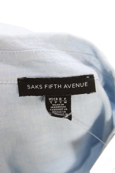 Saks Fifth Avenue Women Shirt Dress Light Blue Linen Size XS