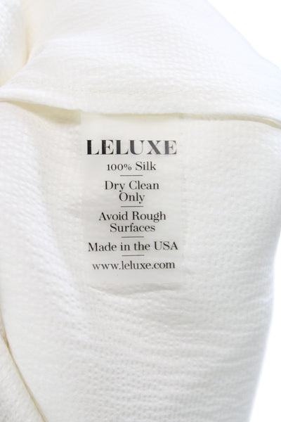 LELUXE Women White V Neck Sleeveless Slip Dress Knee Length Size S