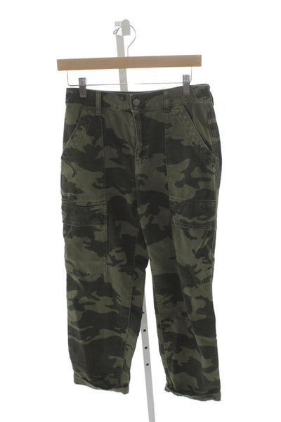Sanctuary Unisex Cargo Pants Green Camouflage 100% Cotton Button Fly Size 26