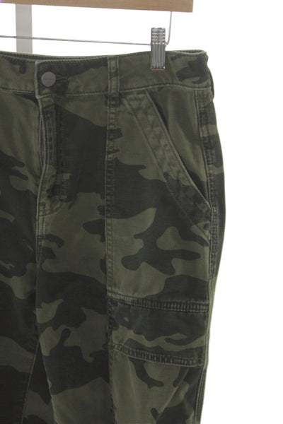 Sanctuary Unisex Cargo Pants Green Camouflage 100% Cotton Button Fly Size 26