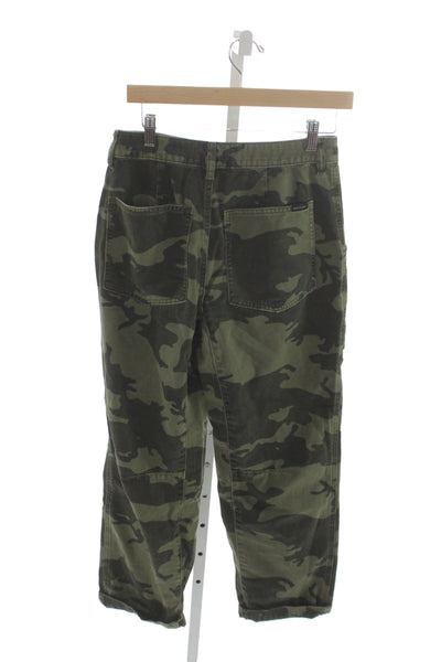 Sanctuary Unisex Cargo Pants Green Camouflage 100% Cotton Button Fly Size 26