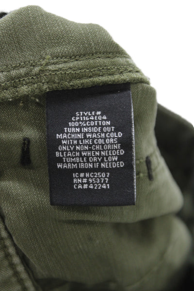 Sanctuary Unisex Cargo Pants Green Camouflage 100% Cotton Button Fly Size 26