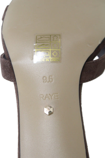 Raye Womens Kitten Heel Suede Cross Strap Slide Sandals Brown Size 9.5