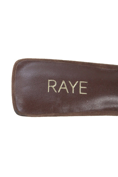 Raye Womens Kitten Heel Suede Cross Strap Slide Sandals Brown Size 9.5